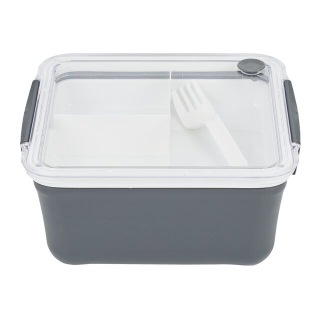 Lunch box 2 niveaux plastique gris 95cl