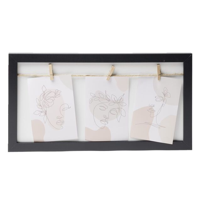 Cadre photo bois jute avec 3 pinces 22,5x42.5cm (2 modèles)