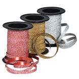 Rouleau de bolduc paillet&eacute; rouge argent or x3