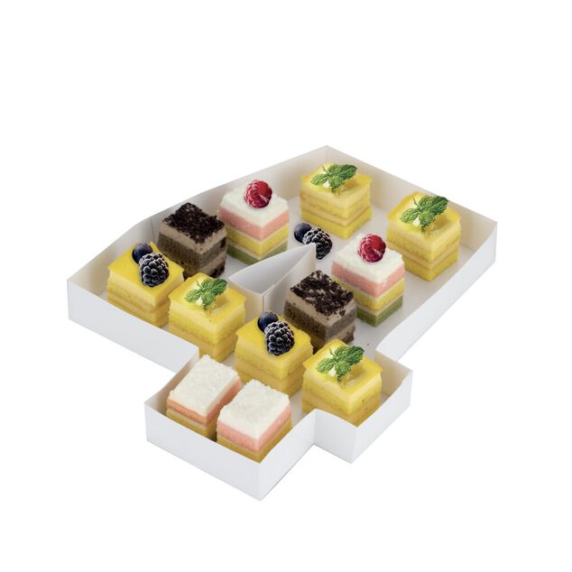Plateau alimentaire carton forme nombre 25,4x21,6xH3cm (10 mod&egrave;les)