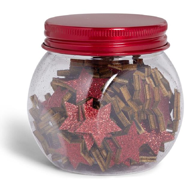 &Eacute;toile d&eacute;coration de table bois rouge paillet&eacute; x80