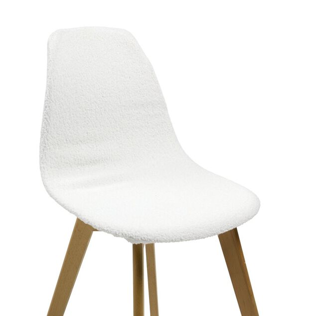 Housse de chaise tissu bouclette blanc 45x40x48cm