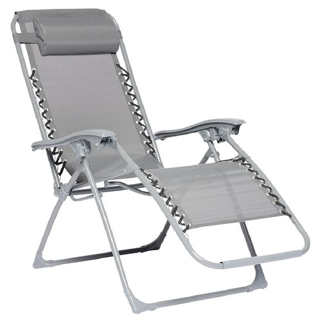 Fauteuil relax inclinable avec t&ecirc;ti&egrave;re gris
