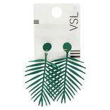 Boucles d'oreilles design feuille monstera violet effet mat