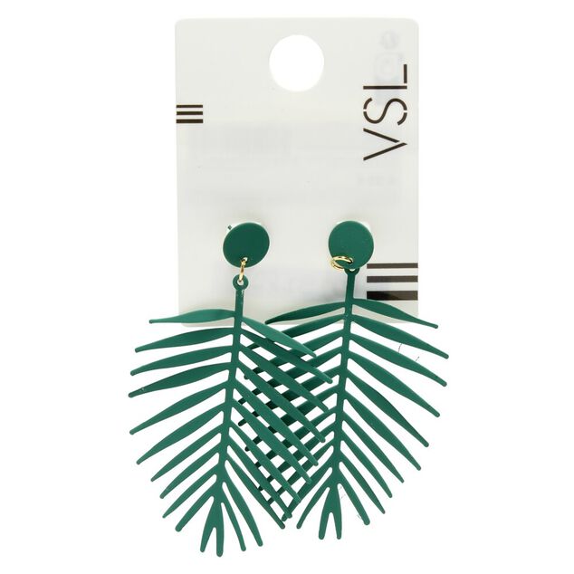 Boucles d'oreilles design feuille monstera violet effet mat