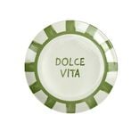 Assiette &agrave; dessert porcelaine "Dolce Vita" blanc vert &Oslash;20cm