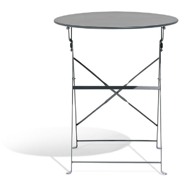 Table de jardin ronde RIO pliante 2 personnes m&eacute;tal gris