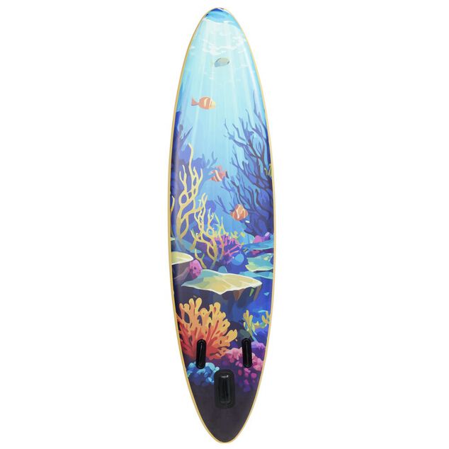 Planche paddle gonflable 1 personne motif corail jaune et bleu 320x81x&Eacute;p15cm