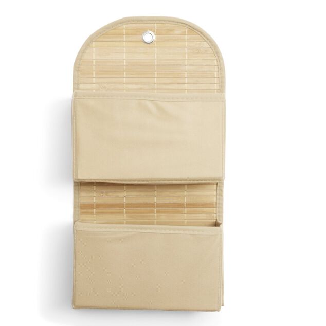 Rangement de porte à suspendre bambou et tissu 2 compartiments 25x9xH49cm
