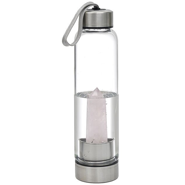Bouteille en verre quartz rose H.24 cm