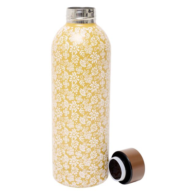 Bouteille isotherme inox 500ml d&eacute;cor tropical ou floral &Oslash;7xH22,5cm (2 mod&egrave;les)