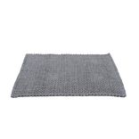 Tapis salle de bain rectangulaire polycoton quadrillé gris 45x70cm