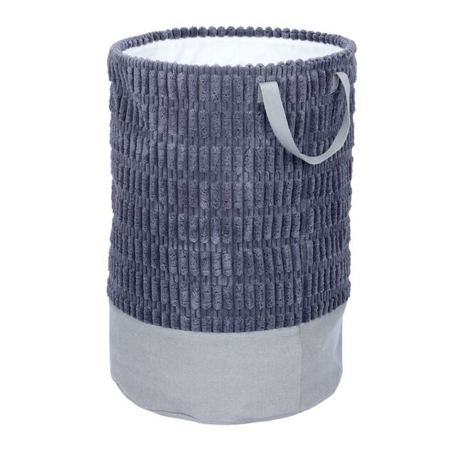 Panier à linge 60L tissu gris Ø38xH55cm