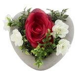 Fleurs artificielles rose dans pot décor coeur H12 cm violet