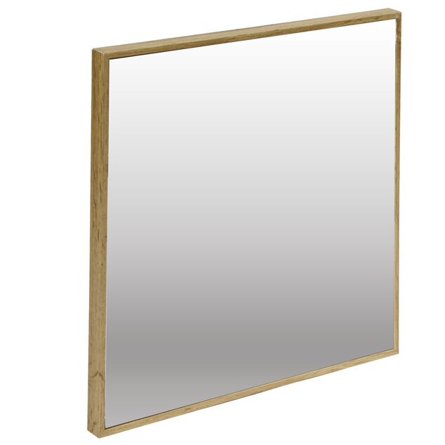 Miroir carr&eacute; bord fin bois et verre marron 30x30cm