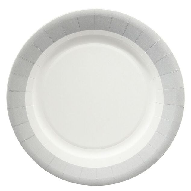 Lot de 10 assiettes en carton &Oslash;18 cm &agrave; bord gris