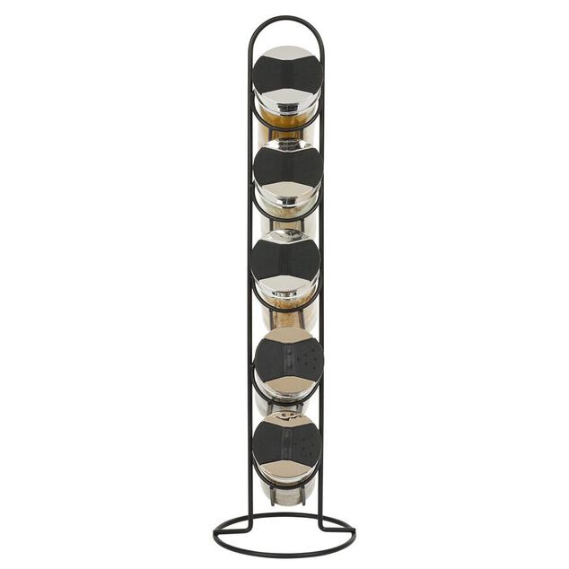 Tour à épices en métal avec 5 pots en verre Ø11xH39cm
