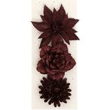 Fleur rouge &agrave; paillettes &agrave; suspendre No&euml;l x3
