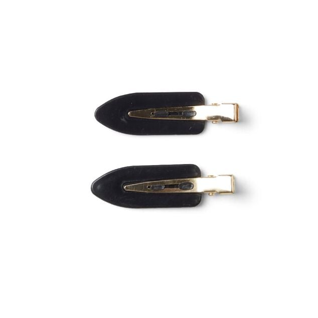 Lot de 2 barrettes &agrave; cheveux plates clic-clac noir et dor&eacute;