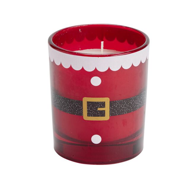 Bougie de No&euml;l en verre motif traditionnel senteur pain d'&eacute;pices 35H (2 mod&egrave;les)