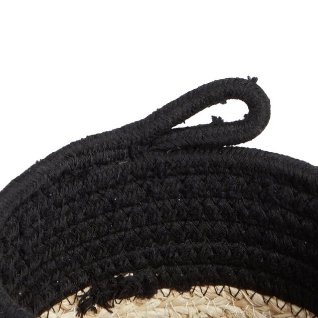 Pani&egrave;re naturelle jacinthe d'eau coton beige et noir &Oslash;15xH12cm