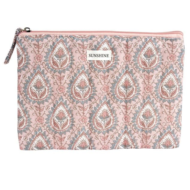 Pochette cosm&eacute;tique Indie plate polycoton matelass&eacute;e 23x16cm (2 mod&egrave;les)