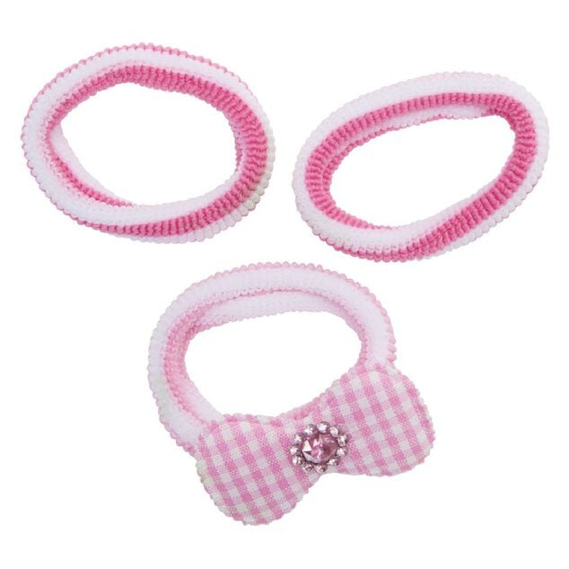 &Eacute;lastique enfant rose et blanc x3