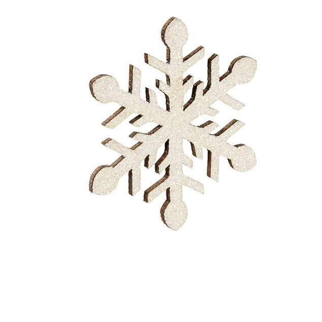 Flocon de neige pailletté en bois x6