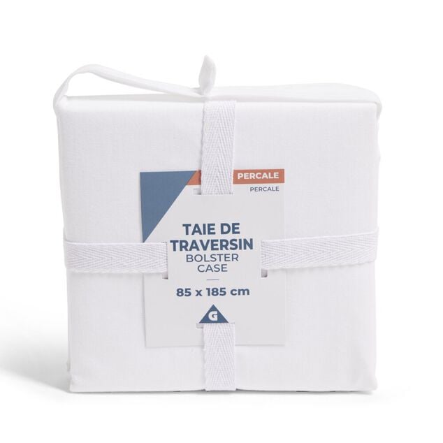 Taie de traversin 85x185cm 100% coton percale blanc