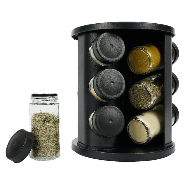 Porte &eacute;pice rotatif avec 9 pots m&eacute;tal &Oslash;17xH20cm