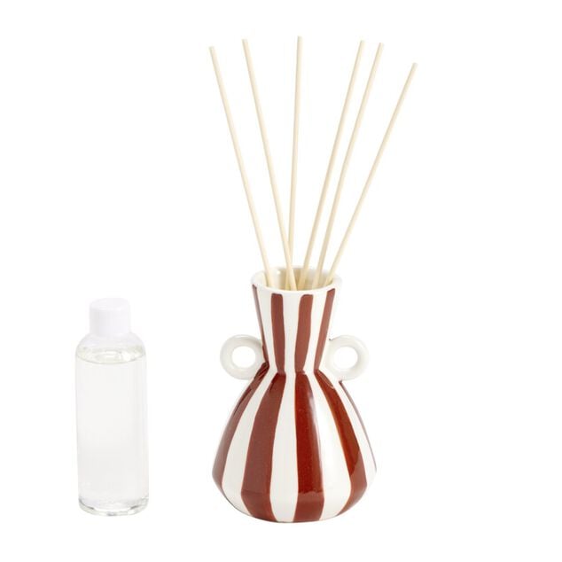 Diffuseur de parfum &agrave; b&acirc;tonnets 100ml c&eacute;ramique rayures &Oslash;9,5&times;H15,5cm (2 mod&egrave;les)