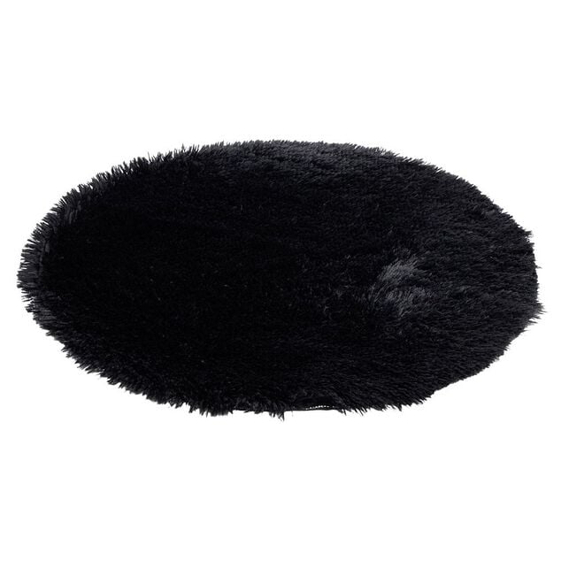Tapis rond shaggy noir Ø80 cm