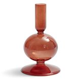 Bougeoir boule chandelier verre ambre Ø8,7xH15cm