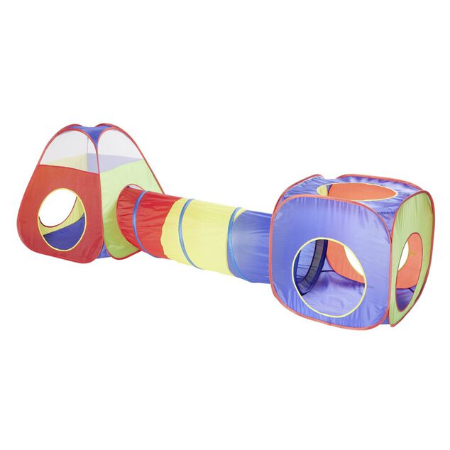 Tente tunnel enfant tricolore avec sac de transport L300cm