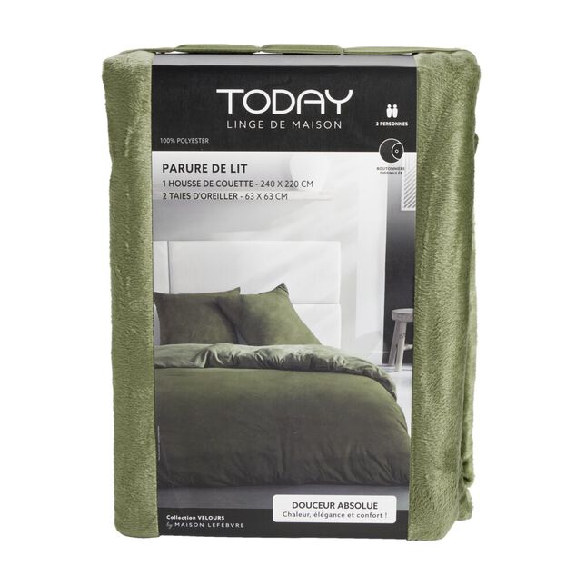 Parure de lit 220x240cm 2 personnes tissu velours (3 mod&egrave;les)