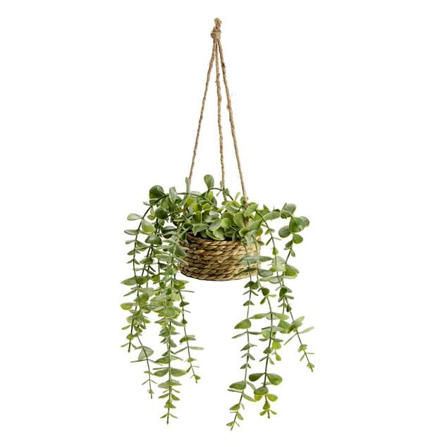 Pot de plante verte artificielle tombante &Oslash;9xH30cm (3 mod&egrave;les)