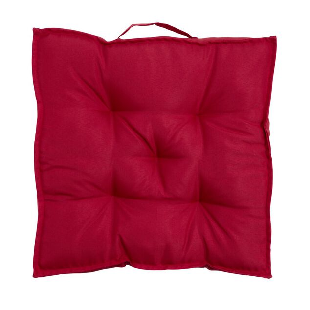 Coussin de sol assise carr&eacute;e matelass&eacute;e rouge 45x45cm