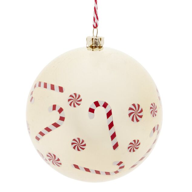 Boule de No&euml;l &agrave; suspendre en plastique d&eacute;cor&eacute; &Oslash;8cm (3 mod&egrave;les)
