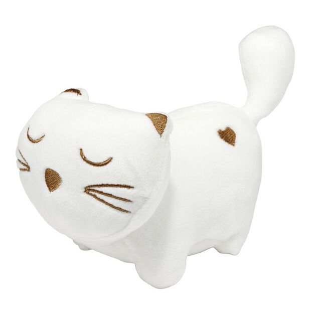 Peluche kawaii chat blanc et doré L13cm