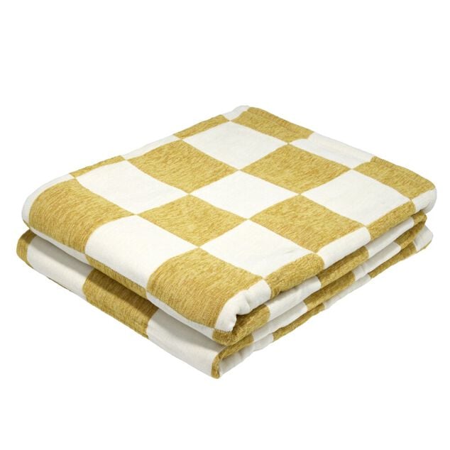 Plaid chenille motif damier bicolore 127x152cm (2 mod&egrave;les)