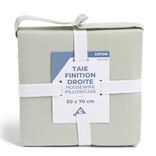 Taie d'oreiller 50x70cm 100% coton finition droite vert c&eacute;ladon
