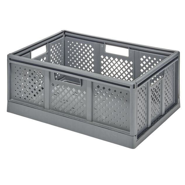 Casier pliant 40L plastique gris 54,5x16,5xH27,5m
