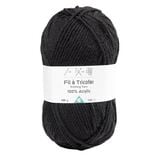 Pelote de fil à tricoter acrylique noir 100Gr