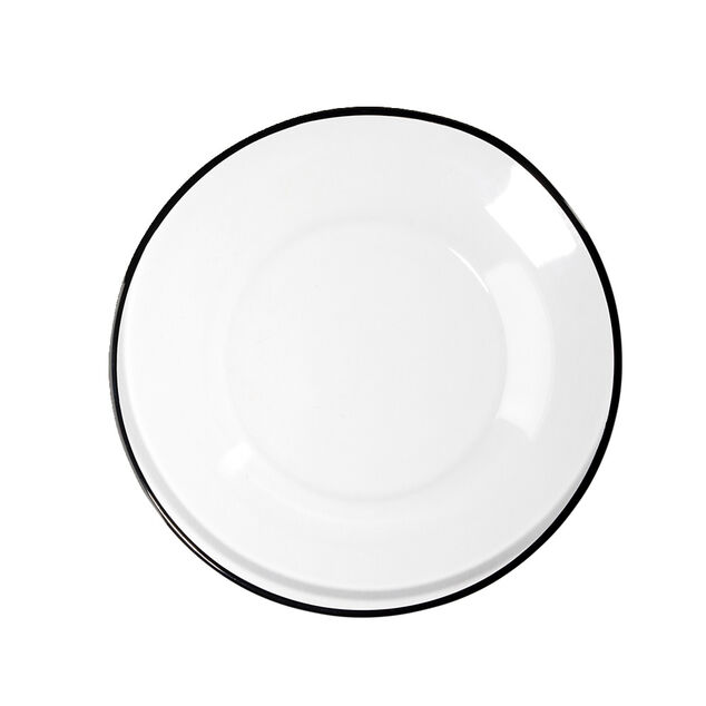 Assiette &agrave; dessert ronde verre transparent bord noir &Oslash;20cm