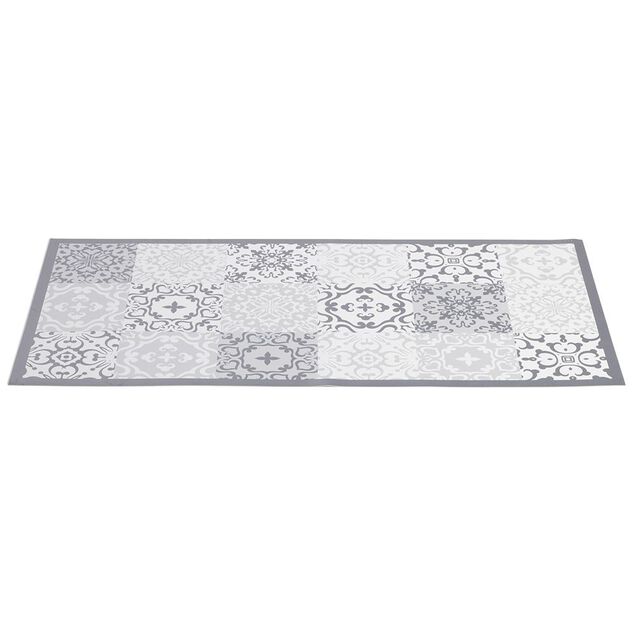 Tapis vinyle imprimé carreau de ciment gris L.99 cm