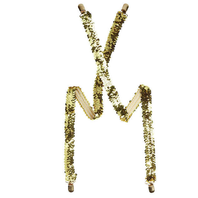Bretelles à sequins dorées ou argentées L70x2cm - 2 modèles