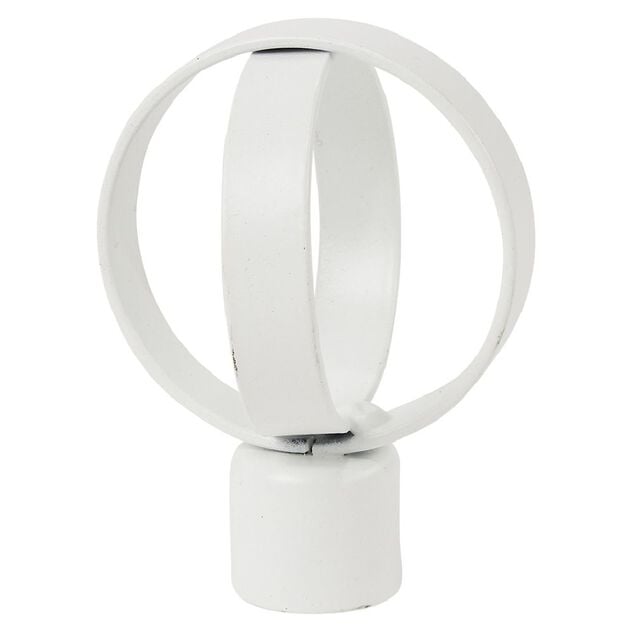 Embout tringle &agrave; rideau &Oslash;20mm m&eacute;tal forme anneau blanc mat x2