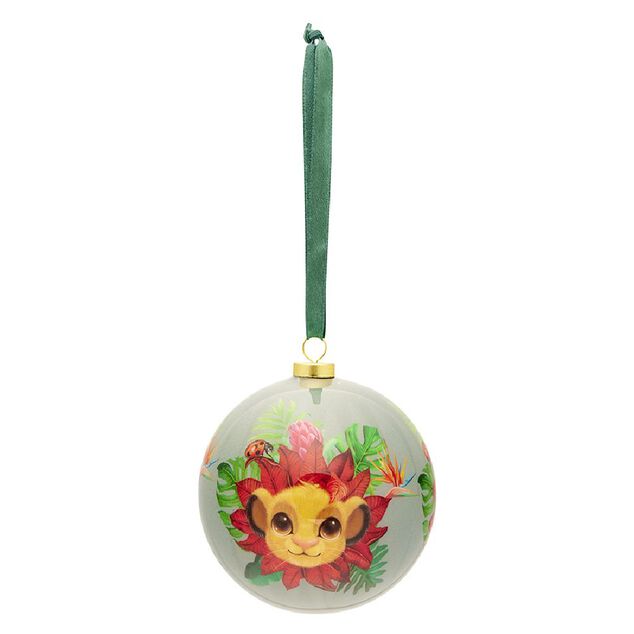 Boule de No&euml;l Disney Le Roi Lion verte et rouge &Oslash;7,5cm