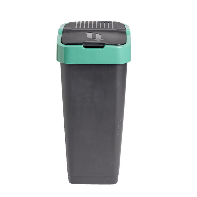 Poubelle de tri pour verre 60L plastique vert et noir