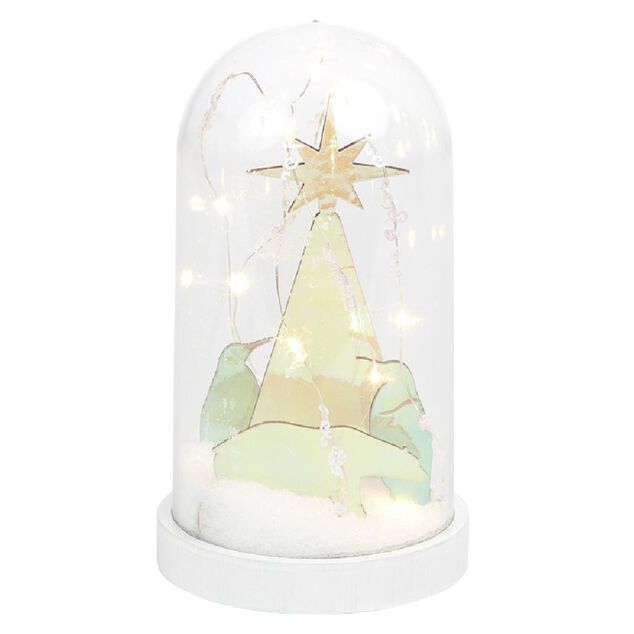 Dôme lumineux 10 LEDs pingouins et ours iridescent Ø11xH20cm